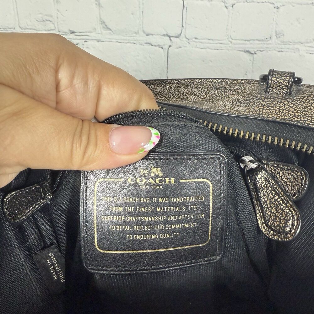 Coach Crosbody Bag Mini Carryall in Metallic Leather Handbag Party Colorblock - Picture 14 of 16